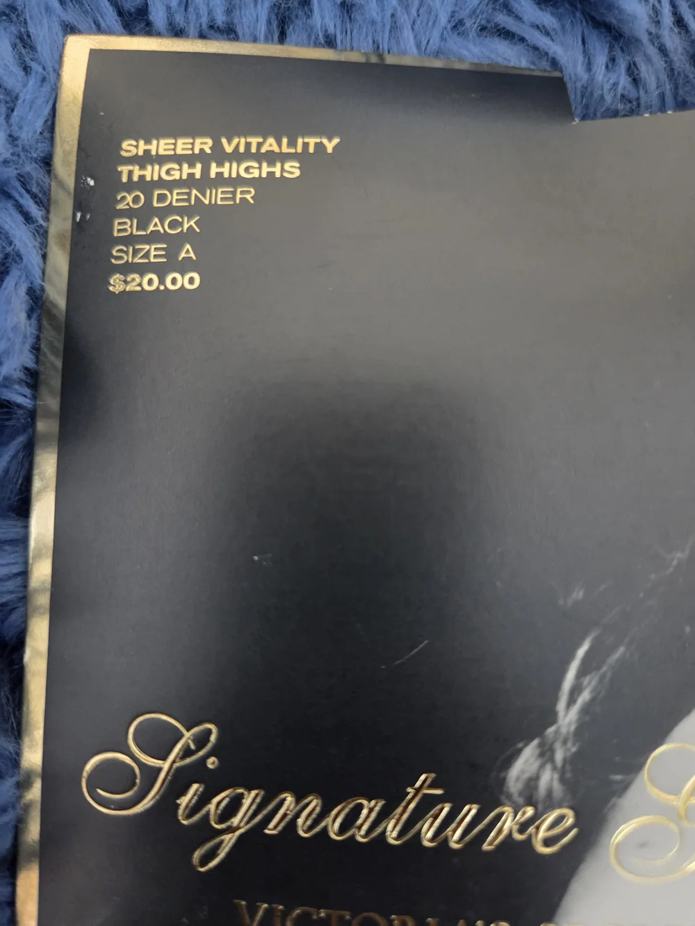 Victoria's Secret Black & Gold Signature Sheer Lace Thigh Highs